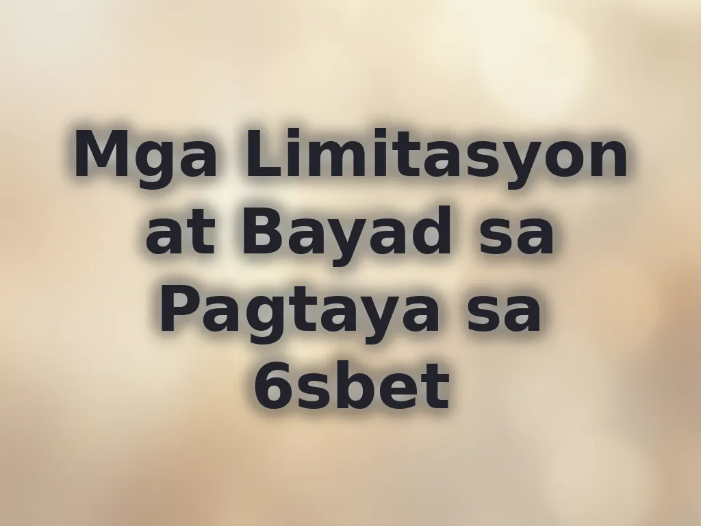 Limitasyon at Bayad